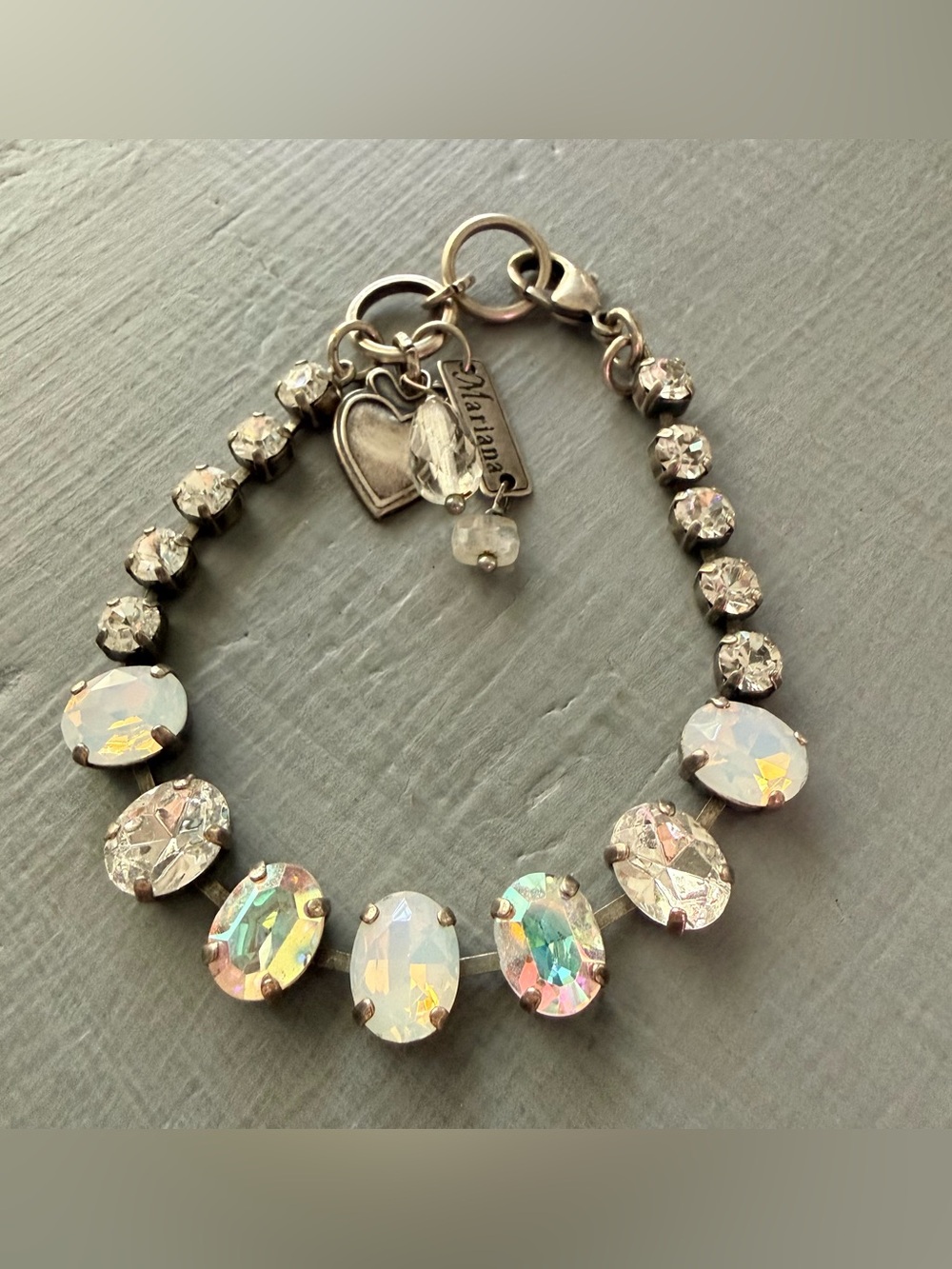 Mariana Iridescent Opal Crystal Tennis Charm Bracelet